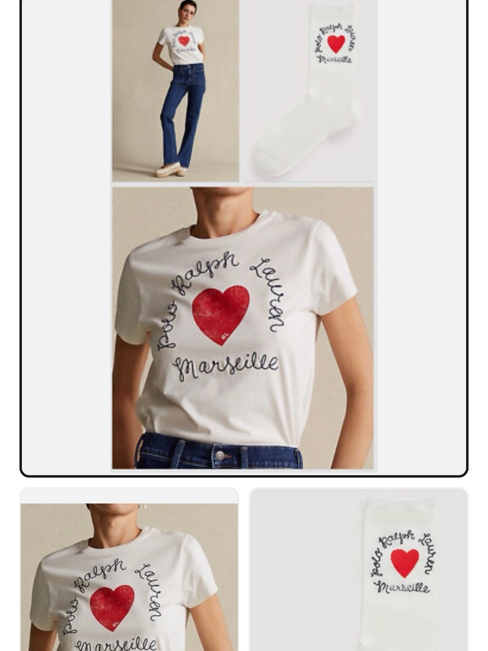 Polo Ralph Lauren Women’s L Marseille Heart Logo Embroidered Cotton T-shirt